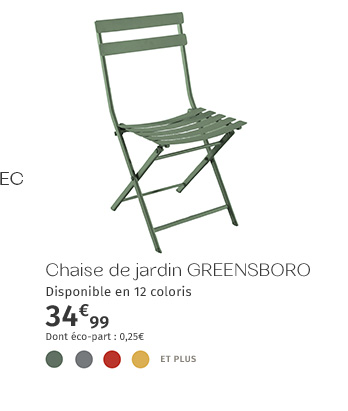Chaise de jardin GREENSBORO - Hespéride