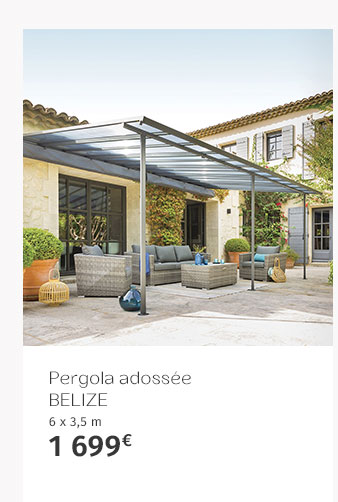 Pergola adossée Belize Graphite - Hespéride