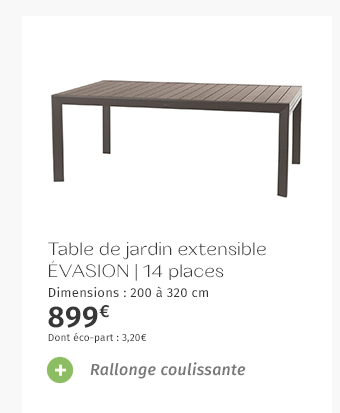 Table de jardin extensible Évasion Effet bois Nut & Tonka - Hespéride