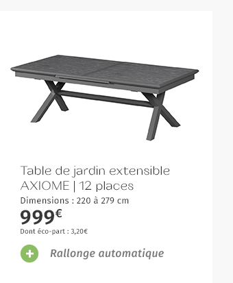 Table de jardin extensible Axiome Ardoise granitée - Hespéride