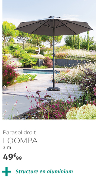 Parasol droit rond inclinable LOOMPA Ardoise