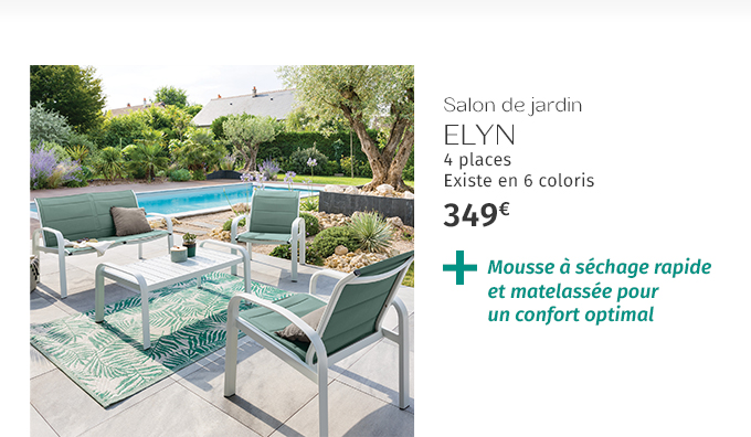 Salon de jardin ELYN Vert jade & Blanc