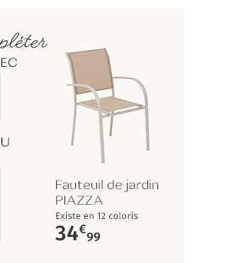 Fauteuil de jardin empilable PIAZZA Lin & Argile