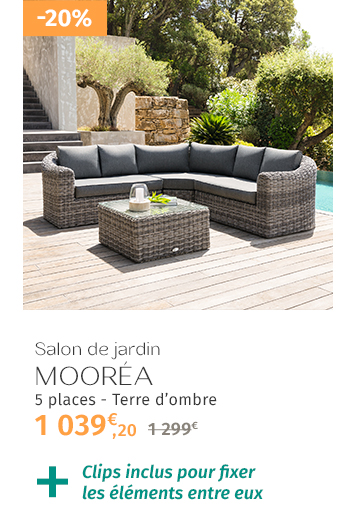 Salon d'angle de jardin MOORÉA Terre d'ombre