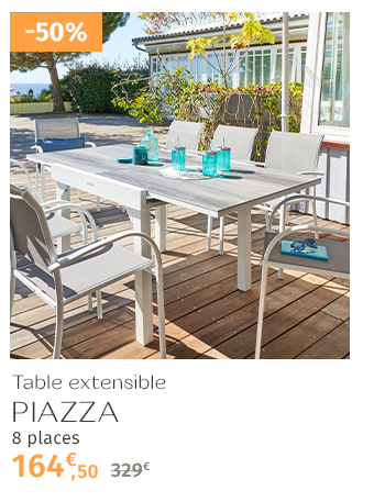 Table de jardin extensible PIAZZA Gris smoke & Blanc