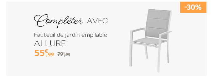 Fauteuil de jardin empilable ALLURE Glacier & Blanc