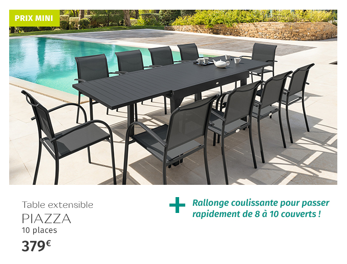 Table de jardin extensible PIAZZA Graphite