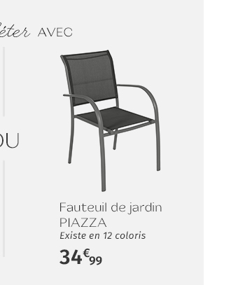 Fauteuil de jardin empilable PIAZZA Anthracite & Graphite