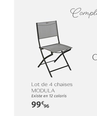 Lot de 4 chaises de jardin pliantes MODULA Galet & Graphite