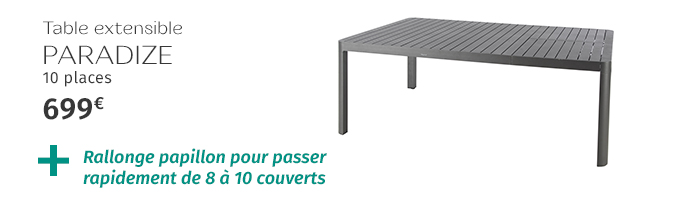 Table de jardin extensible carrée PARADIZE Graphite