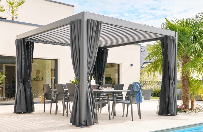 Pergola bioclimatique électrique EVORA petit modèle Graphite