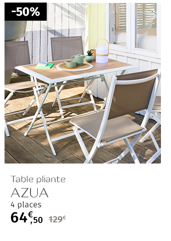 Table de jardin pliante rectangulaire AZUA Houblon & Blanc