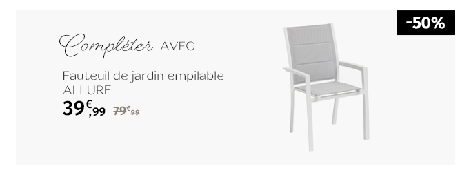 Fauteuil de jardin empilable ALLURE Glacier & Blanc