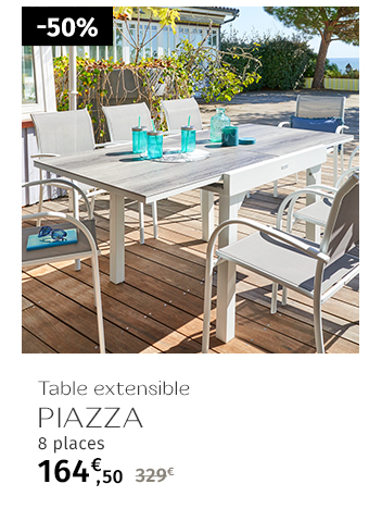 Table de jardin extensible PIAZZA Gris smoke & Blanc