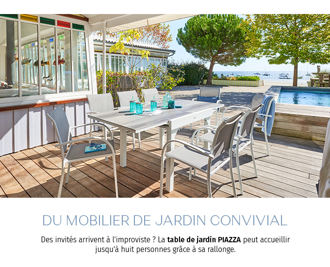 Table de jardin extensible PIAZZA Gris smoke & Blanc