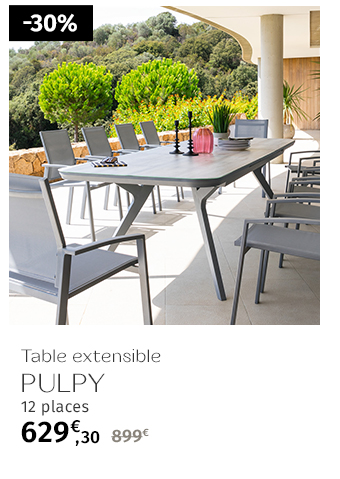 Table de jardin extensible PULPY Gris quartz