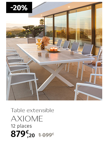 Table de jardin extensible AXIOME Sépia et Blanc