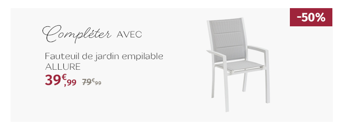 Fauteuil de jardin empilable ALLURE Glacier & Blanc