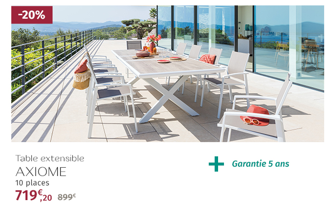 Table de jardin extensible AXIOME Sépia & Blanc