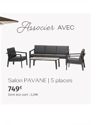 Associer avec Salon PAVANE | 5 places 749€ Dont éco-part : 2,39€