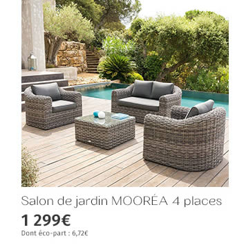 Salon de jardin MOORÉA 4 places - 1 299€ - DONT ECO-PART : 6,72€