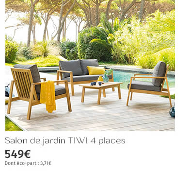 Salon de jardin TIWI 4 places - 549€ - DONT ECO-PART : 3,71€