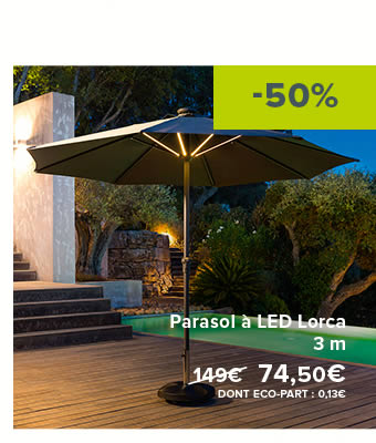 Parasol à LED Lorca - 74,50€ - DONT ÉCO-PART : 0,13€