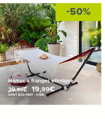 Hamac à franges ethnique - 19,99€ - DONT ECO-PART : 0,16€