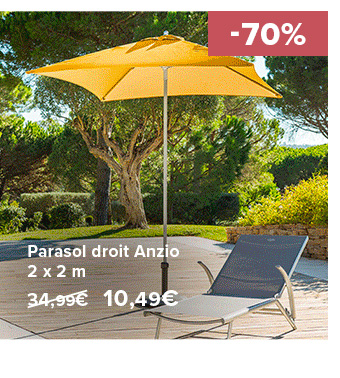 Parasol droit Anzio 2 x 2 m 34,99€ (Prix barré) 10,49€ -70%