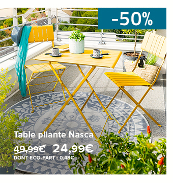 Table pliante Nasca - 24,99€ - DONT ECO-PART : 0,48€