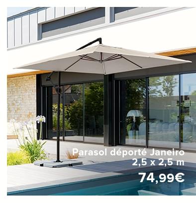 Parasol déporté Janeiro - 74,99€ - 2,5 x 2,5 m