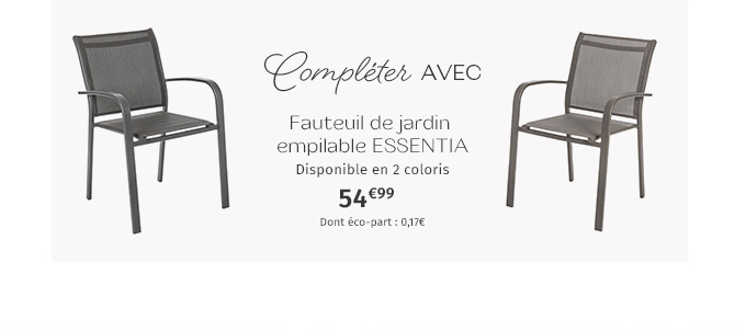 Fauteuil de jardin empilable ESSENTIA