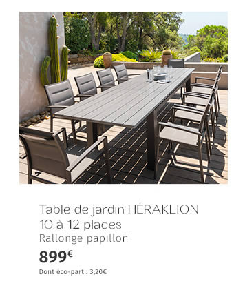 Table de jardin HÉRAKLION | 10 à 12 places - Rallonge papillon - 899€