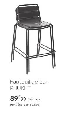 Fauteuil de bar PHUKET - 89.99€/par pièce