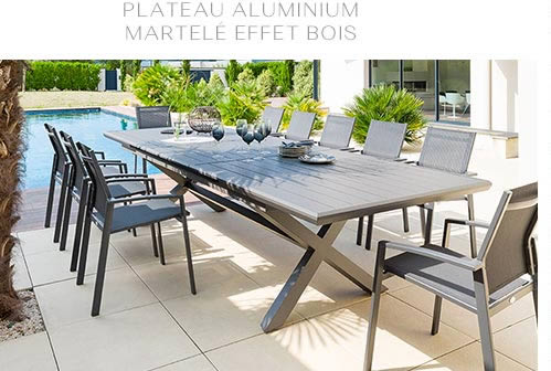 PLATEAU ALUMINIUM MARTELÉ EFFET BOIS